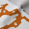 Spoonflower Fabric - Pugs Paws Orange Small Paw Print Dogs Pug Canine Puppy Puppies Doggy Printed on Denim Fabric Fat Quarter - Bottomweight Apparel Home Decor Upholstery