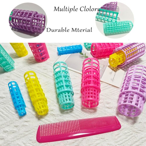 ZMD 30Pcs Hair Curlers Rollers Set, Snap on Rollers Self Grip Rollers Hairdressing Curlers Hair Curlers No Heat Hair Rollers for Long Hair Medium Hair Short Hair Rollers with Mini Comb 5 Sizes(Rose)