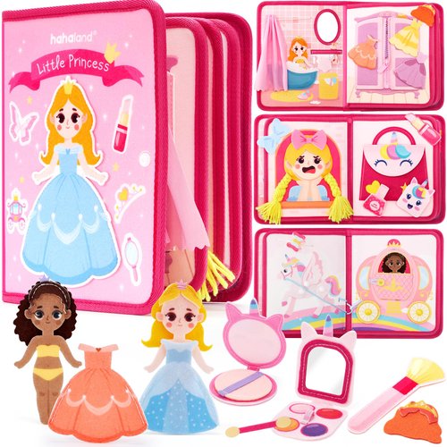 hahaland Toys Ages 3-5 Girls - Busy Board Princess Toys 3 Year Old Girls - Toddlers Quiet Busy Book Pretend Play - Montessori Toys 3-4 Year Old Girl Birthday Gifts