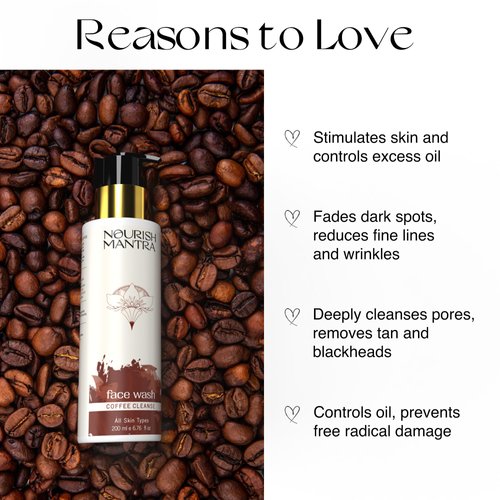 NOURISH MANTRA Coffee Cleanse Face Wash | Excess Oil Control, Pore Cleansing | Enriched With Coffee, Niacinamide, & Aloe Vera | Suits All Skin Types | For Men & Women | 200 ml