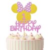 Minnie 1st Birthday Cake Topper Mouse Happy Birthday Cake Topper for 1 Year Old Girls Birthday Cake Decorations Party Supplies