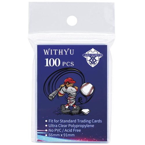 100 Pcs Soft Trading Card Sleeves, Top Loading Penny Card Sleeves for Standard Cards 2.5" X 3.5"，Ultra-Clear Card Protector for Game Cards, Baseball,Sports Cards,Mini Photos