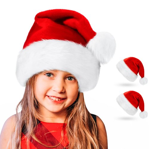 BOSONER Christmas Party Hat - Red Velvet Santa Claus Hat for Kids, Toddlers, Boys, Girls, Infants