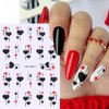Valentine's Day Nail Art Stickers Decals 3D Embossed Red Heart Cute Little Bear with Sexy Lips Nail Decals Black Heart Design Nail Art Supplies for Women New DIY Manicure Decor 8PCS