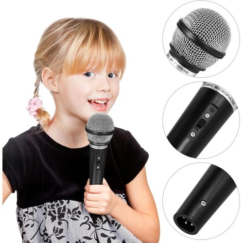 Minrnovas Microphone Toy for Kids Pretend Microphone Toy Plastic Microphone Fake Microphone Prop for Birthday Party Favors Pretend Play or Costume Prop Teen Boy Girl Gifts (Black-17cm)