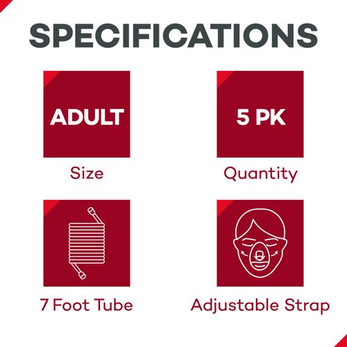 Dealmed Non-Rebreather Oxygen Mask – Oxygen Face Mask with Adjustable Nose Clip, Clear Finish, Adult Size, Suitable for Doctors, EMTs, Hospitals, and First Aid Kits (5 Count)