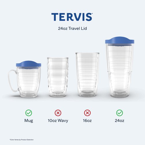Tervis Travel Lid Made in USA Double Walled Insulated Tumbler Travel Cup Keeps Drinks Cold & Hot, Fits 24oz Tumblers & 16oz Mugs, Navy