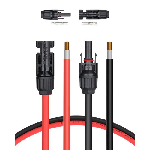 BougeRV 20 Feet 10AWG Solar Extension Cable with Female and Male Connector with Extra Free Pair of Connectors Solar Panel Adaptor Kit Tool (20FT Red + 20FT Black)