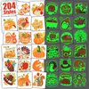 Partywind 204 Glow Styles Thanksgiving Decorations Tattoos for Kids, Individually Cut Tattoos for Thanksgiving Fall Autumn Party Supplies, Turkey Pumpkins Tattoo Stickers Crafts Games