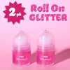 Expressions 2pc Pink Sparkles Roll-On Glitter Set - Strawberry Scented Roll On Body Glitter & Face Glitter, Smooth Rollerball Tip Glitter Stick Face & Body Makeup for Shimmer & Shine