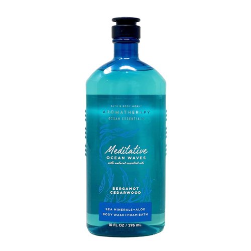 Generic Bath + Body Works Meditative Ocean Waves Bergamot Cedarwood Body Wash and Foam Bath, 10 Ounces