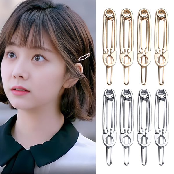 Gold Silver Hair Pins Clips Punk Goth Accessories Hairpin Y2k Hair Clip Barrettes Decorations 8PCS Safety Pin Hair Clip Hairdresser Tools for Women Girls Side Hair Clips Pin Barrette