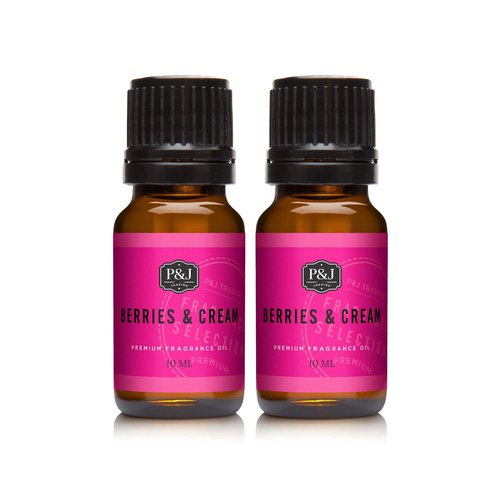 P&J Fragrance Oil | Berries & Cream Oil 10ml 2pk - Candle Scents for Candle Making, Freshie Scents, Soap Making Supplies, Diffuser Oil Scents
