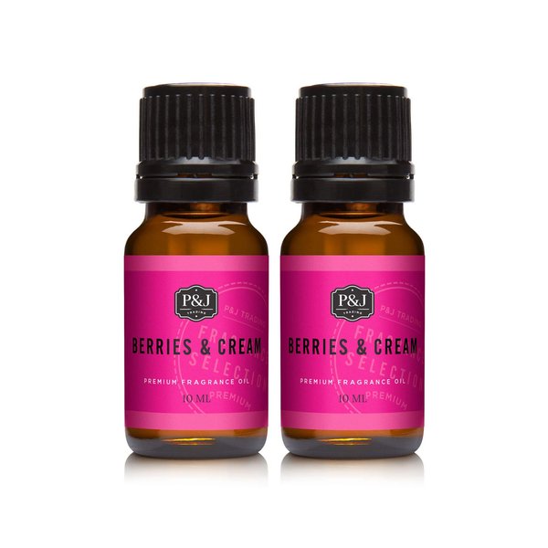 P&J Fragrance Oil | Berries & Cream Oil 10ml 2pk - Candle Scents for Candle Making, Freshie Scents, Soap Making Supplies, Diffuser Oil Scents