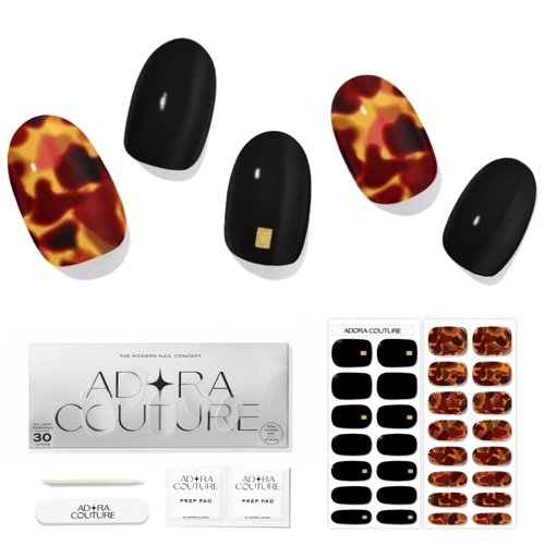 ADORA COUTURE Semi Cured Gel Nail Strips Fall | 30pcs Uv Gel Nail Stickers with Uv Light | Brown ...