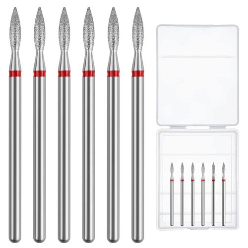 Difenni Cuticle Drill Bit,Nail Drill Bits Flame Cuticle Clean Drill Bit for 3/32''Electric Nail File Machine Cuticle Bit Nail Prep Tool (Red, Flame)