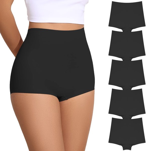 FallSweet No Show Boy Shorts Underwear for Women Seamless Panties Boxer Briefs Pack(black,M)