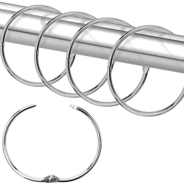 Shower Curtain Hooks Rings,24 Pcs Rustproof Metal Shower Hooks for Shower Curtain,Glide Smoothly Round Shower Rings for Curtain,Shower Curtain Rings for Bathroom Shower Rod,Snap Joint Design (Silver)