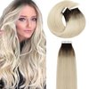Lacer Human Hair Tape in Extensions Darkest Brown to Platinum Blonde Tape in Hair Extensions Human Hair 24 Inch 20pcs 50g Tape Hair Extensions Straight Seamless Skin Weft Real Human Hair