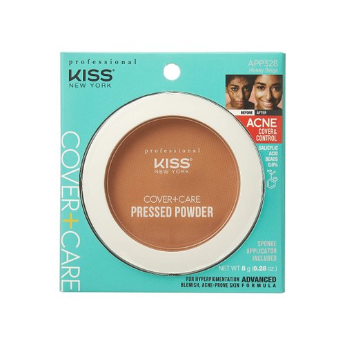KISS Cover and Care Acne Control Pressed Powder Shine Free Face Light Weight Makeup Setting Powder - APP328 (Honey Beige)