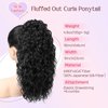 HOOJIH Ponytail Extension for Black Women Curly Wavy Drawstring Ponytail Hair Extensions Extra Fluffy Fake Pony Tail Extension 18 Inch Synthetic Hairpiece for Daily Use - Natural Black