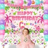 Mpanwen Girl Dinosaur Birthday Party Supplies, Pink Dinosaur Dino Party Decorations for Girls Baby - Backdrop, Banner, Cake, Cupcake Toppers, Cupcakes Wrappers, Balloons and Tablecloth