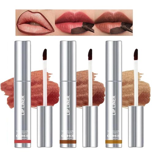 YIBABY 3 PCS Peel Off Lip Liner Set, Peel Off Lip Liner Tattoo, Long Lasting Matte Lip Stain Peel Off, Infused with Hyaluronic Acid & Vitamin E, Lip Makeup Gift for Women (Matte, 3 Pcs)