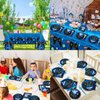 gisgfim Video Game Party Supplies Tableware Set for 24 Guests Gaming Party Birthday Plates Blue Gamer Party Decorations Includes Plates, Napkins, Tablecloths