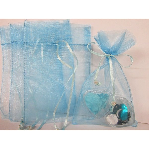 100pc Pearl Bead String 2x3" Mini Organza Gift Bag (PO1-Baby Blue) US SELLER SHIP FAST