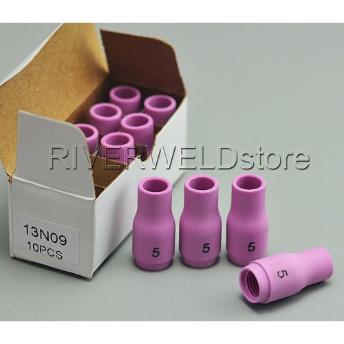 RIVERWELD TIG Alumina Nozzle Ceramic Cups #5 13N09 5/16" Orifice Fit PTA SR DB WP 9 17 18 20 25 26 TIG Welding Torch Accessories 10pk