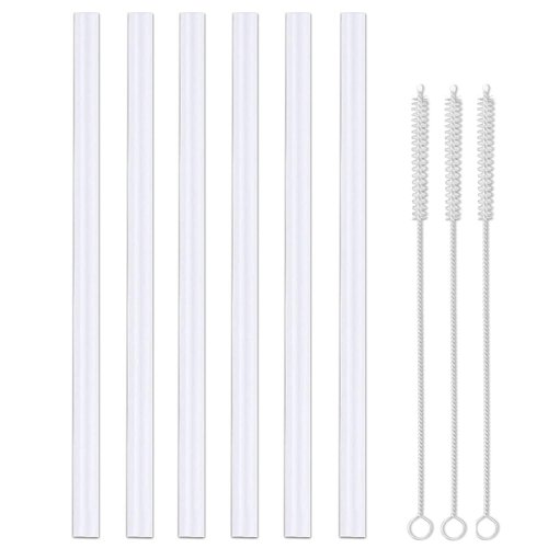 Greant 6 Pack Replacement Straws compatible with LIFEFACTORY Water Bottle 16oz with Straw Cap, 7.5 inch Silicone Straws (190mm (compatible with 16 Ounce Lifefactory Bottle))