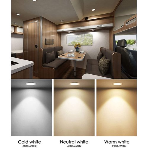 Megrezo 12 Volt Led Lights for RV Boat Trailer Camper - Neutral 4500K 300 Lumens 3W, Low Voltage Recessed Light Dimmable, Pack of 8