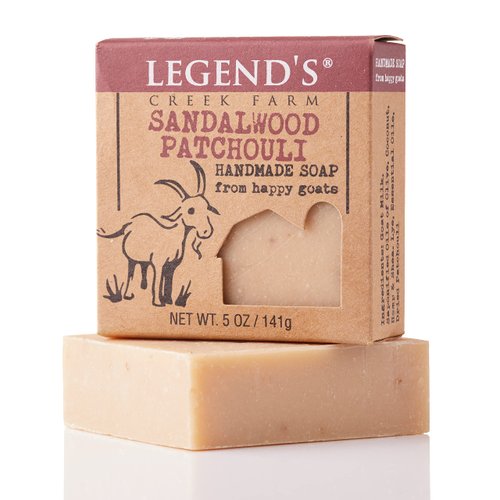 Legend's Creek Farm Goat Milk Soap, Moisturizing Cleansing Bar for Hands and Body, Creamy Lather and Nourishing, Gentle For Sensitive Skin, Handmade in USA (Sandalwood Patchouli, Single)