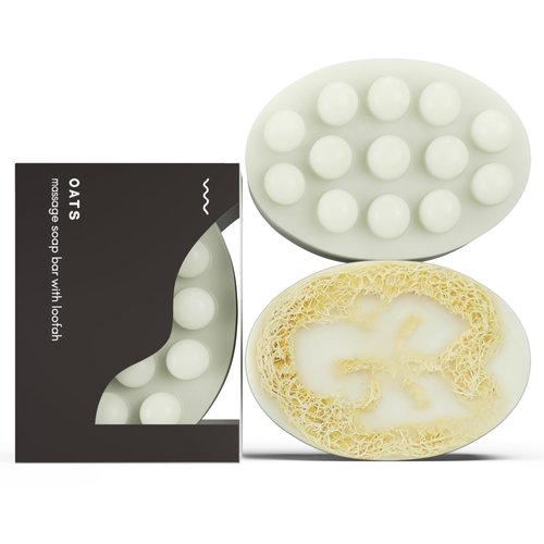Daily Rituals Massage Bar Soap with Loofah, Oats Scent, Bar Soap, Body Scrub, Cleanses and Exfoliates Dirt and Oil (Oats)