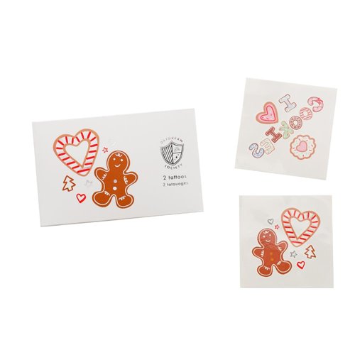 Daydream Society Baking Spirits Bright - Temporary Tattoos - Christmas Cookie Design - Pack of 2 - Baking Theme - For Birthdays, Holiday Parties and more