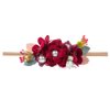 Wiwpar Flower Crown Headband Bead Headwear Elastic Adjustable Head Piece Girl's Hairbands for Toddler and Childrens (Red Wine)