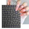 8 Sheets Metallic Nail Art Stickers, Heart Love Nail Decals 3D Self Adhesive Gold Silver Rose Gold White Nail Designs, Heart Nail Sticker for French DIY Nail Decoration Manicure Accessories for Women