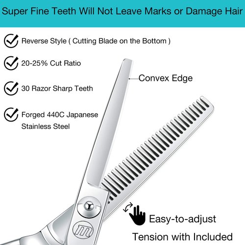 Professional 5.5 Inch Hair Cutting Scissors Hair Thinning Shears Set, Salon Barber Hair Cutting Texturizing Blending Shear for Women Men Adults, Handmade from 440C Japanese Stainless Steel