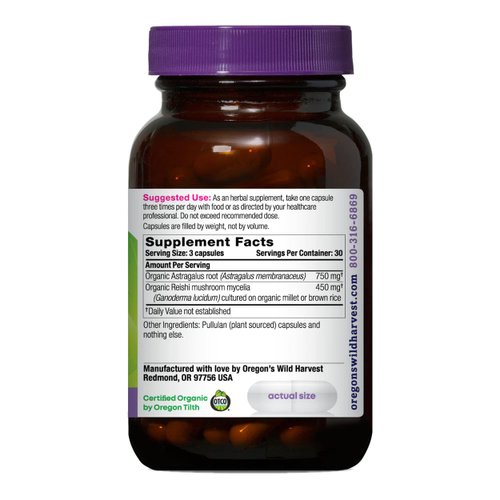 Oregon's Wild Harvest Astragalus Reishi Organic Herbal Supplement, 90 Count