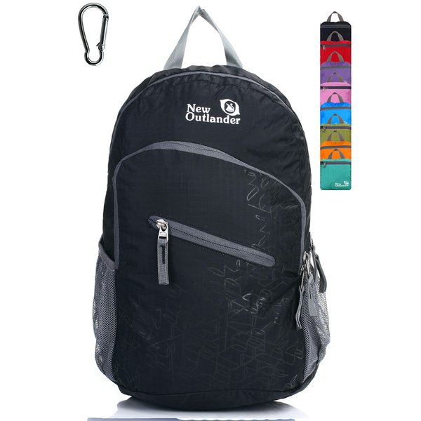 Outlander Packable Handy Lightweight Travel Hiking Backpack Daypack, Black