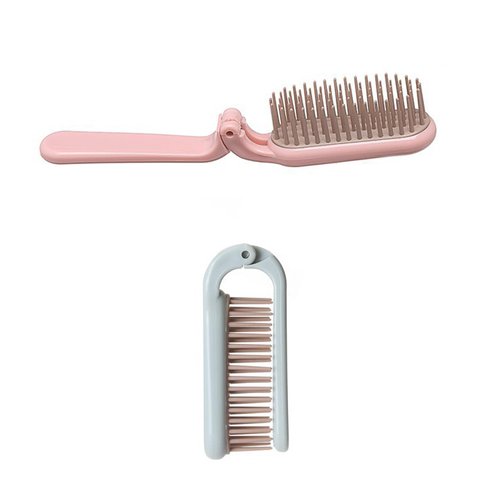 PUTYSUUN® Travel Hair Brush Folding Comb Small Mini Portable Pocket Foldable Collapsible Compact Purse Hairbrush Pink Blue 2 Pack