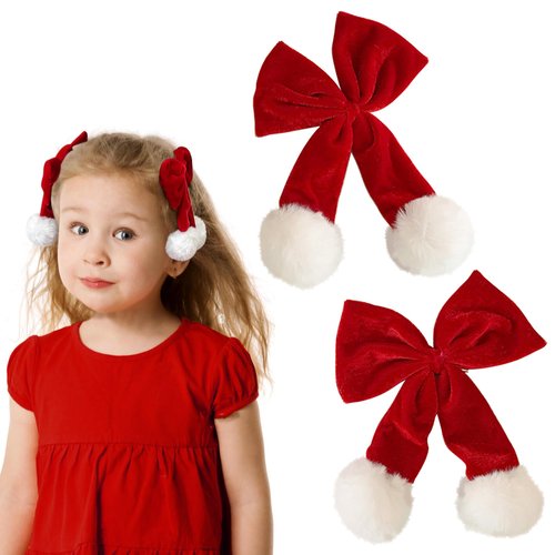 2-Pack Red Velvet Bow Hair Clips for Girls and Women Cute Hair Barrettes Clips Bow Barrettes Bowknot for Girls Soft Velvet Hair Bows Red Hair Bow Red Bows For Hair Red Hair Accessories