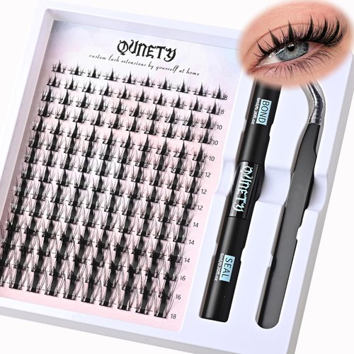 QUNETY Lash Clusters DIY Lash Extension Kit Wispy Eyelash Clusters Individual Eyelashes Cluster Natural Eye Lash Clusters Kits Fairy Mink Lash Clusters (Fairy DIY Lashes Kit)