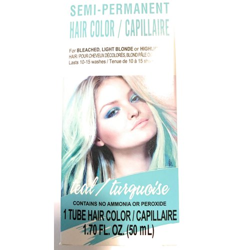Semi - Permanent Hair Color, Teal Turquoise, 1 Tube 1.7 fl oz.