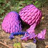 Memogizz 12inch Fly Dragon Egg, Year of The Dragon, 3D Printed Dragon, Executive Desk Toys, Articulated Dragon, Fidget Toys Gifts for Easter Christmas Graduates Students Teachers Adults (Purple&Red)