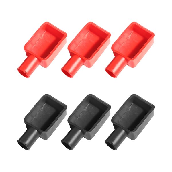 RACOONA 6Pcs Battery Terminal Cover,Battery Terminal Insulator Covers Cap,Car Accessories Red&Black Rubber Positive Negative Insulating Stud Covers Flexible Battery Terminal Protective Caps Car