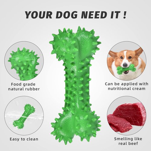 QWKNY Durable Dog Chew Toy for Small Dogs - Spiked Bone Design, Dental Care Anxiety Relief, Interactive Chewing Exercise, Safe for Puppies Small Breeds, Teething and Gum Massaging