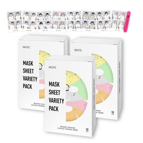 KOSBEAUTY Premium Facial Mask Sheet Variety Pack - 30 Sheets for Deep Hydration Skincare - Korean Beauty Set for All Skin Type Women and Men