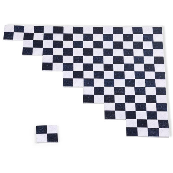 SAMCAMI Miniature Dollhouse Accessories, Dollhouse Flooring, Solid Wood Floor Tiles, Mini Dollhouse Accessories 1 12 Scale, 36pcs (Black and White)