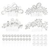 Cinaci 36 Pack Sparkly Silver Rhinestone Pearl Flower Butterfly Bridal Hair Side Combs+U-shaped & Twist Crystal Hair Pins Clips Wedding Headpieces Prom Accessories for Women Girls Brides Bridesmaids